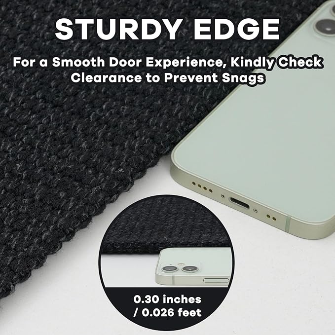 EARTHALL Washable Area Rugs 5x7 Ft Non Slip Living Room Rugs Cotton Rubber Backed Dining Room Rug Braided Bedroom Rugs Indoor Outdoor Floor Carpet for Living Room, Bedroom, Dining Room, Black/Grey