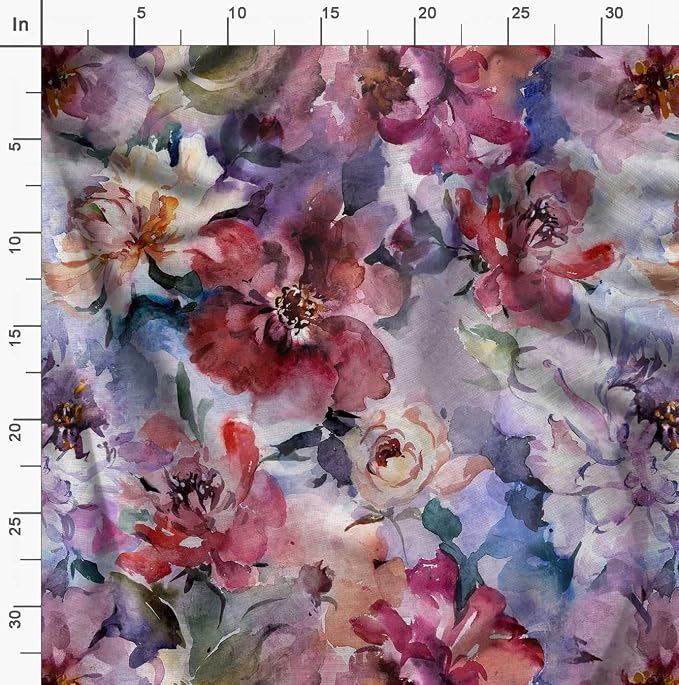 Soimoi Luxurious 58" Wide Multicolor - Floral Printed, Cotton Jersey Fabric - Perfect Material for Clothing, Home Decor, Craft Projects, 1 Yard