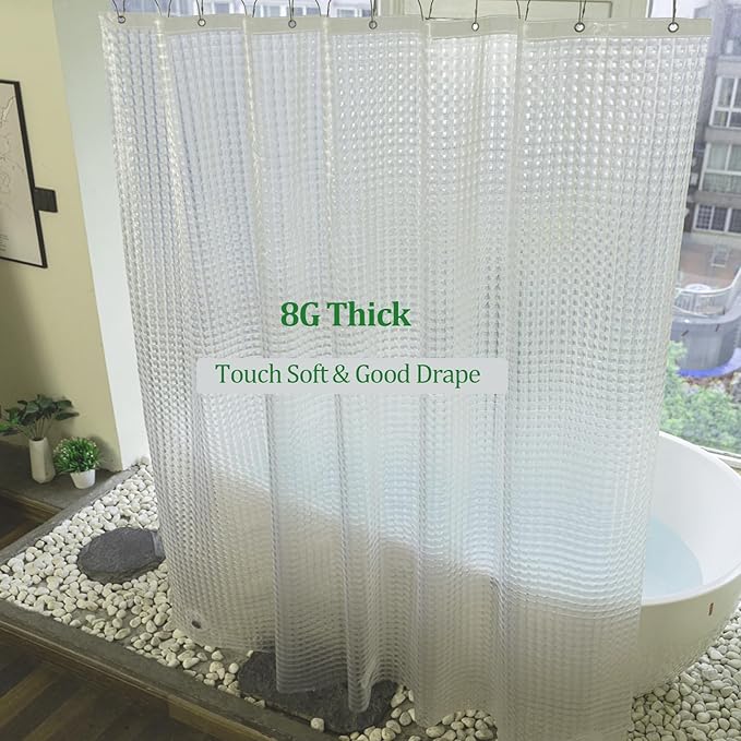 80 inch Long Shower Curtain Liner, EVA Heavy Duty Longer Bath Clear Shower Liner with 3 Strong Weighted Magnets, 100% Waterproof, Odorless, 72 x 80 inch