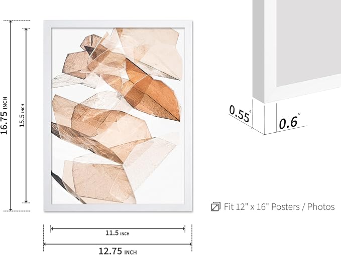 Monem Art Earthy Origami Paper Photography Print - Neutral Abstract Shapes Art Poster - Wall Decor for Living Room, Bedroom or Office - 12x16 White Framed Wall Art by Renee Stramel