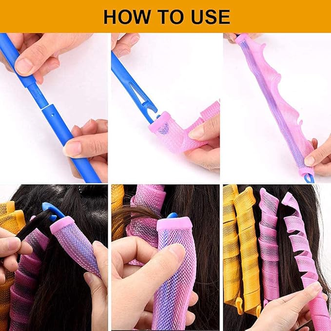40pcs Heatless Spiral Hair Curlers for Long Hair - Heatless Curls Overnight 22inch Magic Hair Rollers No Heat Curlers for Women Kids