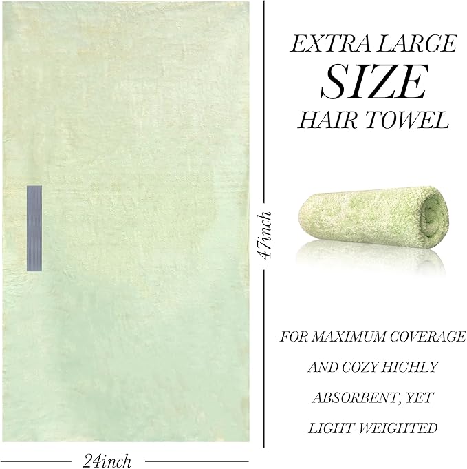 Chloven Large Microfiber Hair Towel Wrap for Women - Ultra Absorbent & Anti-Frizz Hair Drying Towel - Quick-Dry Hair Turbans Wrap Towels for Women Curly Hair - Multipurpose Bath Towel Alternative