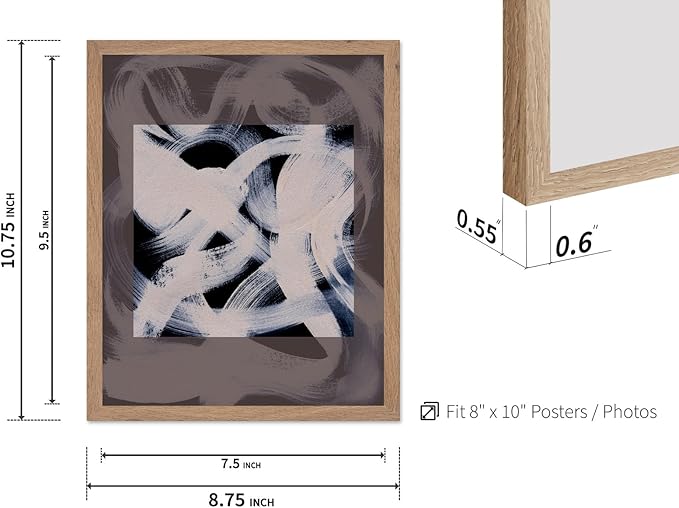 Monem Art Monochrome Abstract Brushstroke Painting Print - Modern Minimalist Graphic Art Poster - Wall Decor for Living Room, Bedroom or Office - 8x10 Beige Framed Wall Art by Mareike Bohmer