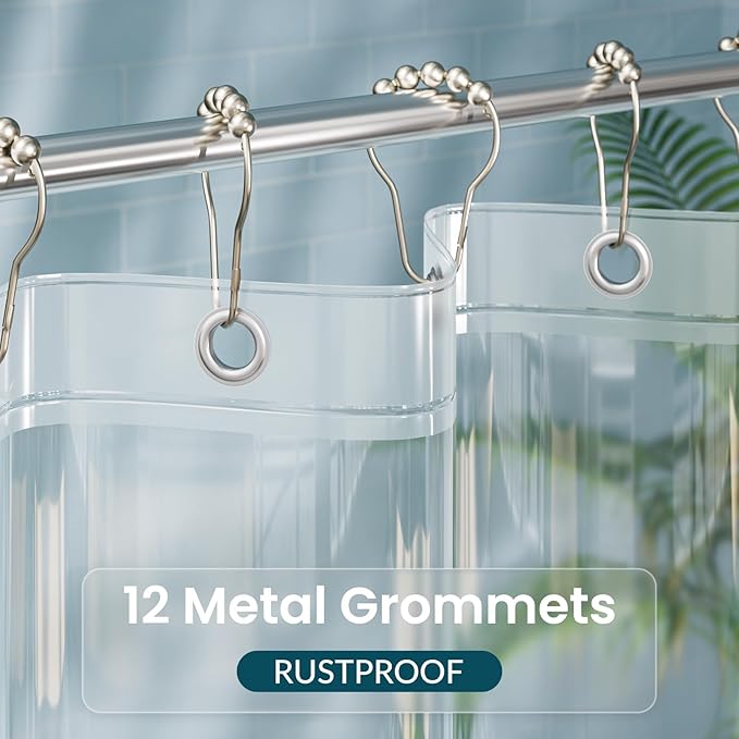 Titanker Extra Long Shower Curtain Liner 72x96 Clear Plastic Shower Liner Lightweight PEVA Waterproof Shower Curtain Liner for Bathroom with Magnets and Rustproof Grommets