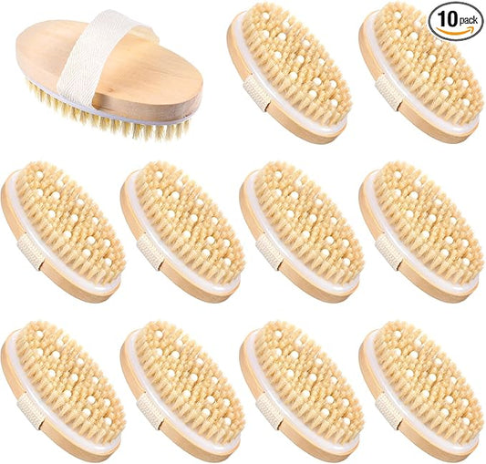 Molain 10 Pcs Dry Brushing Body Brush, Natural Bristle Exfoliating Brush Exfoliating Brushes with Massage Nodule Dry Skin Body Scrubber for Shower Blood Circulation, Deep Exfoliation for Smooth Skin