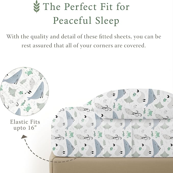 Threadmill Organic Cotton Twin XL Sheets | 100% Cotton Sheets for Twin XL Size Bed | Printed Percale Twin XL Sheets Set with 15” Deep Pocket | Soft Breathable 3-Piece Cooling Sheet Set | Migosprint