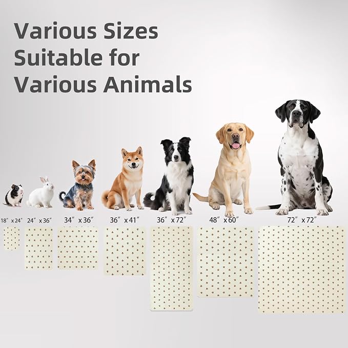 PUPTECK Washable Pee Pads for Dogs - Waterproof Reusable Puppy Potty Training Pads Whelping Mat - Fast Absorption Non-Slip Pet Food Feeding Mat (Beige, 36x72 Inch (Pack of 2))
