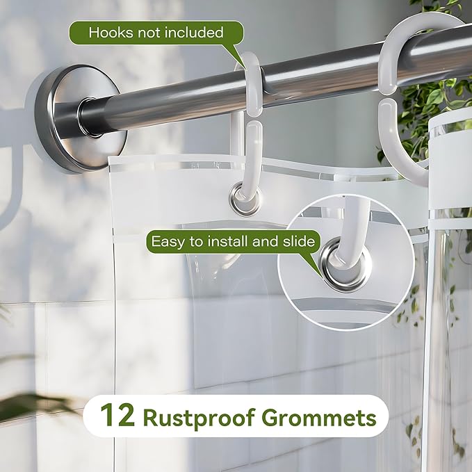 Clear Shower Curtain Liner 72x75 Inch Pack of 2, Lightweight PEVA Waterproof Shower Curtain with 3 Extra Strong Magnets & 12 Metal Grommets, Plastic Shower Liner for Bathroom, 72 x 75 Inches