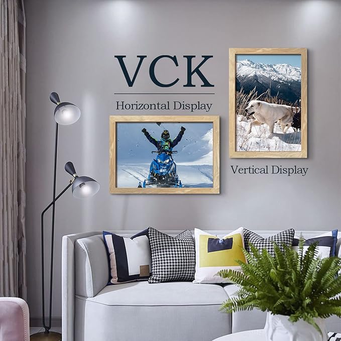 VCK 13x19 Picture Frame Set of 3, Natural Solid Wood Picture Frame with Exclusive Wood Grain, Wall Hanging