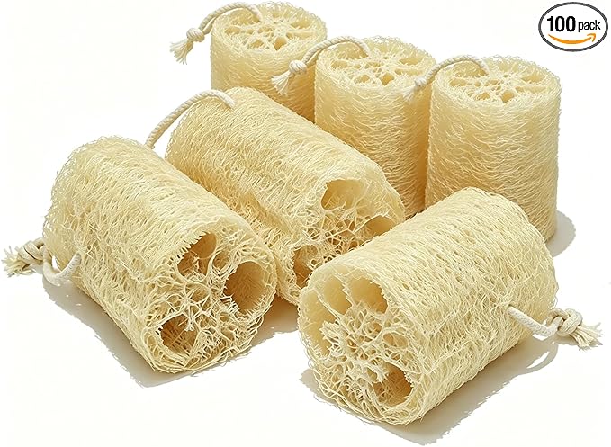 Natural Loofah Exfoliating Body Sponge Scrubber, Plant-Based Organic Loofa Luffa for Men & Women Skin Care Bath Shower Cleaning Back & Fac, Natural Sponges for Dishes (4", Count, 6.0)