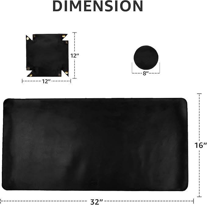 LEATHER VILLAGE Real Leather Desk Pad (3mm) Thick Double Layer Desk Mat Cover Blotter Large Full Grain Protector for Keyboard, Mouse & Laptop – Office Table Mat & Desktop Accessories–(32''x16'')-Black
