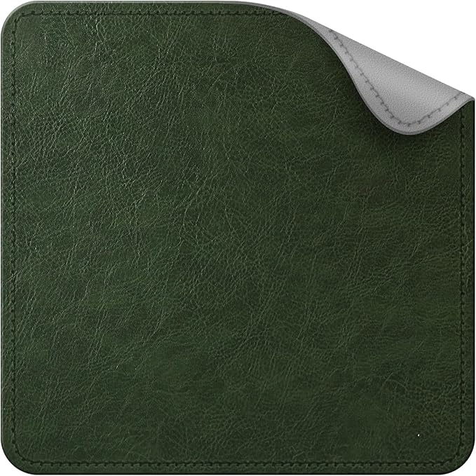 Imitation Crazy Horse Leather Desk Mat - Waterproof Desk Pad - Ideal for Large Mouse Pad and Desk Mats on Top of Desks (Green+Gray, 11"*8")