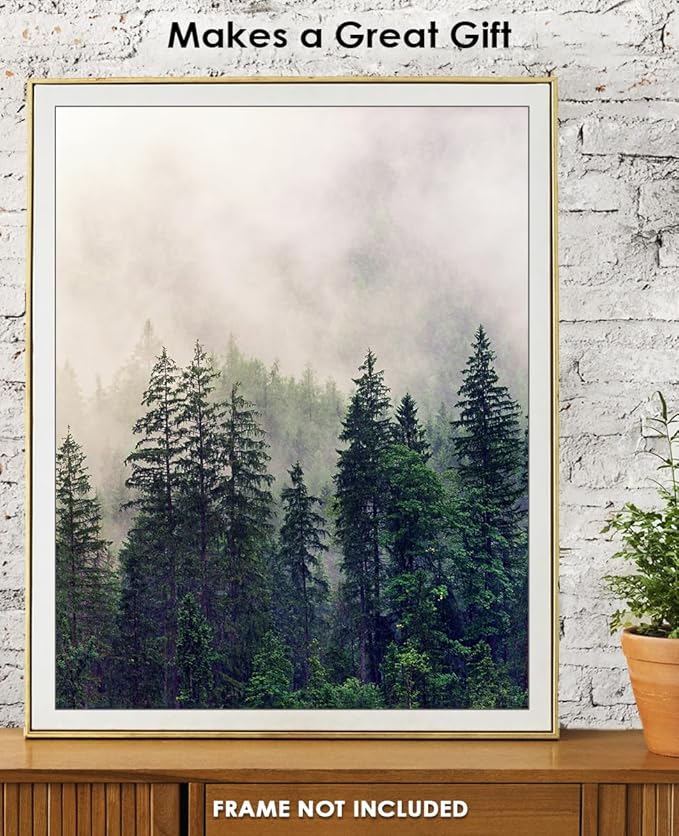 Buzz Unplugged Foggy Forest Abstract Wall Art: Minimalist, Aesthetic & Boho Wall Art for Home, Office, Bedroom & Living Room Decor - Unframed Posters 11x14