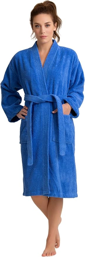 Women's Turkish Terry Kimono Style Bathrobe - 100% Cotton Robe for Women - Comfortable & Absorbent - Soft & Cozy Wear