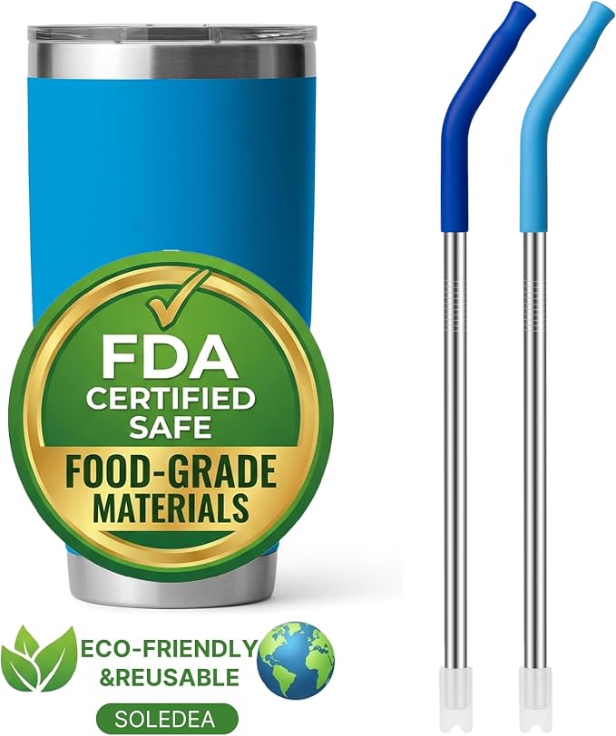 2 PCS 30oz Reusable Straws Ideal for 30oz Stanley Cup & 24oz Tumblers | Stainless Steel Drinking Straw with Anti-Clank Silicone Bottom, Fits Most Medium-Size Mugs