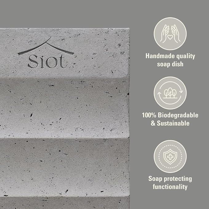 SIOT ECOCERAMIC SOAP Dish | Handmade Mineral Soap Holder | 100% Natural & Sustainable | Quick-Drying & Durable | Traditional Korean Design | Anti-Slip & Water-Resistant | 100g X 1EA
