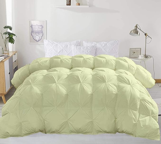 Hypoallergenic 1000-TC Pinch Pleated Down Alternative Comforter Eastern King Size 118 x 110 Inches 1pc Comforter & 2 pcs Pillow Covers, 700 GSM & All Side Corner Tabs 100% Egyptian Cotton