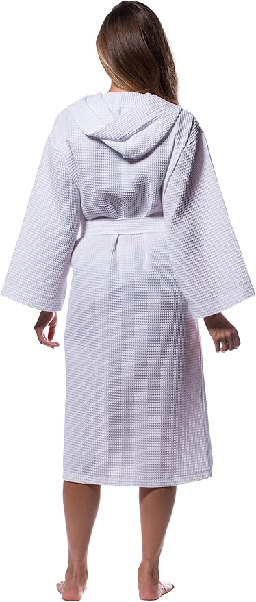 Turquaz Lightweight Waffle Knit Kimono Bathrobe - Soft Cotton Blend Spa Robe, Fast-Drying Full-Length Unisex Robes for Women