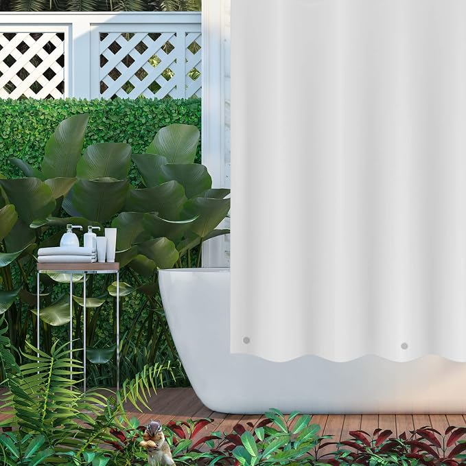 Shower Curtain Liner - Heavy Duty 6 Guage PEVA - Built in 3 Weighted Magnets - 12 Aluminium Grommets (2, White, 72" x 72")