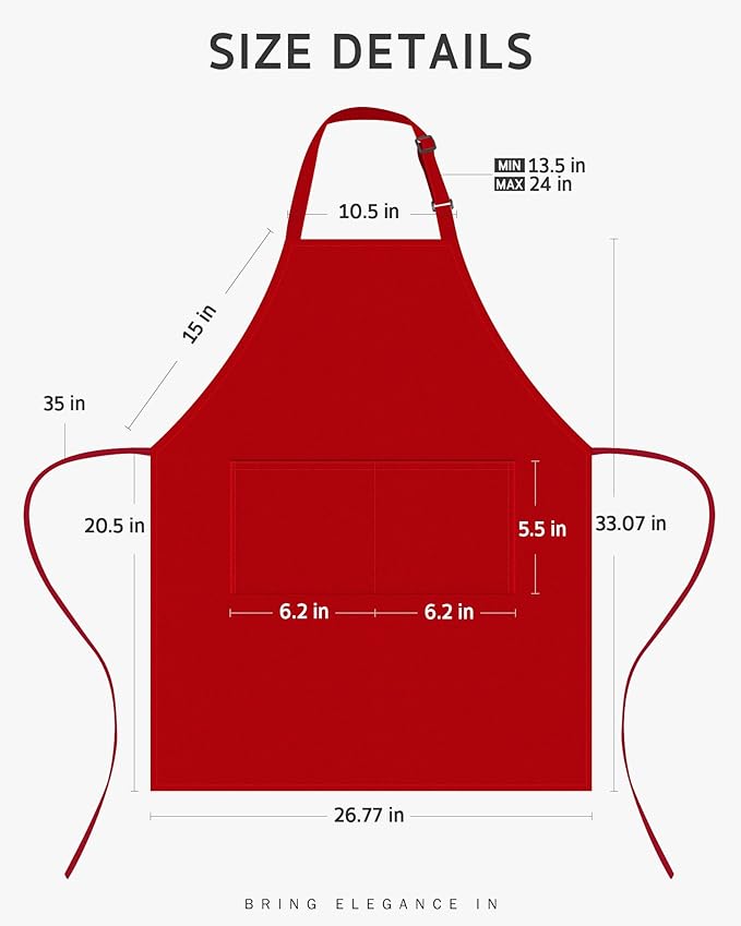 Syntus Chef Apron for Men Women Kitchen Cooking Apron with Pockets, Adjustable Bib Aprons Stain Resistant