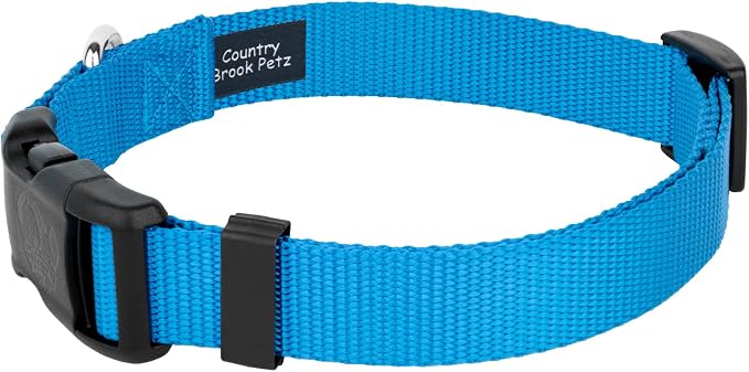 Country Brook Petz - Everyday Nylon Dog Collar and Leash - 10+ Cool Colors (3/8 Inch, 3XS, Ice Blue)