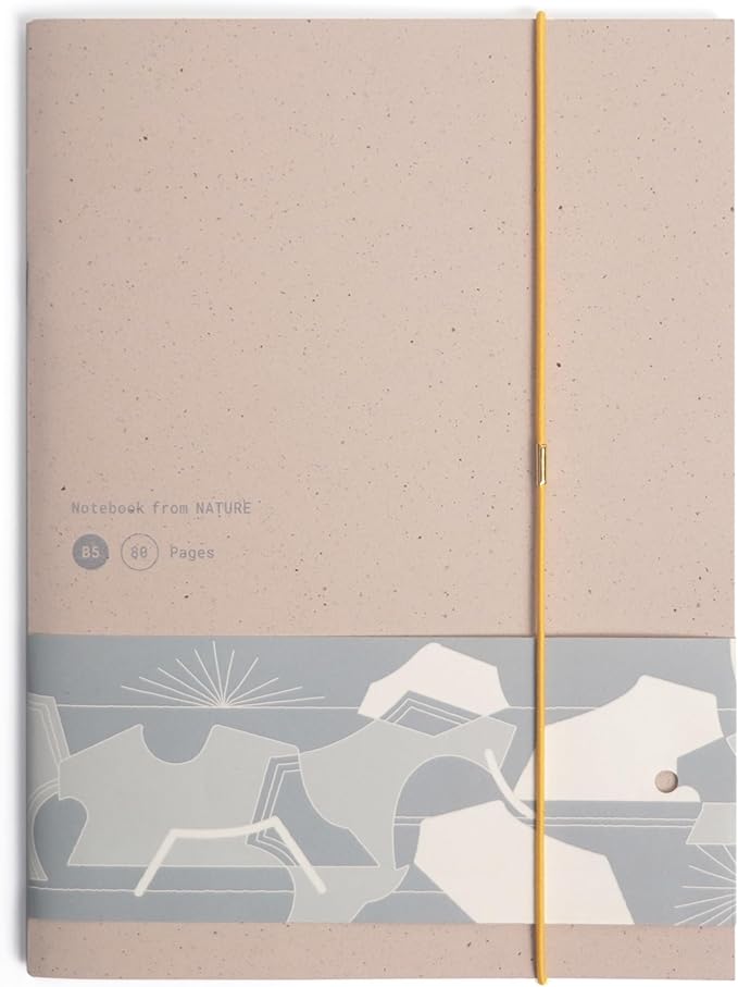 Nature Collection Notebook, 80 Pages, Premium Italian Favini Paper, Fruit-Residue Cover, Recycled Writing Paper, Flat-Lay Saddle Stitch Journal, Bookmark Belly Band(Rock)