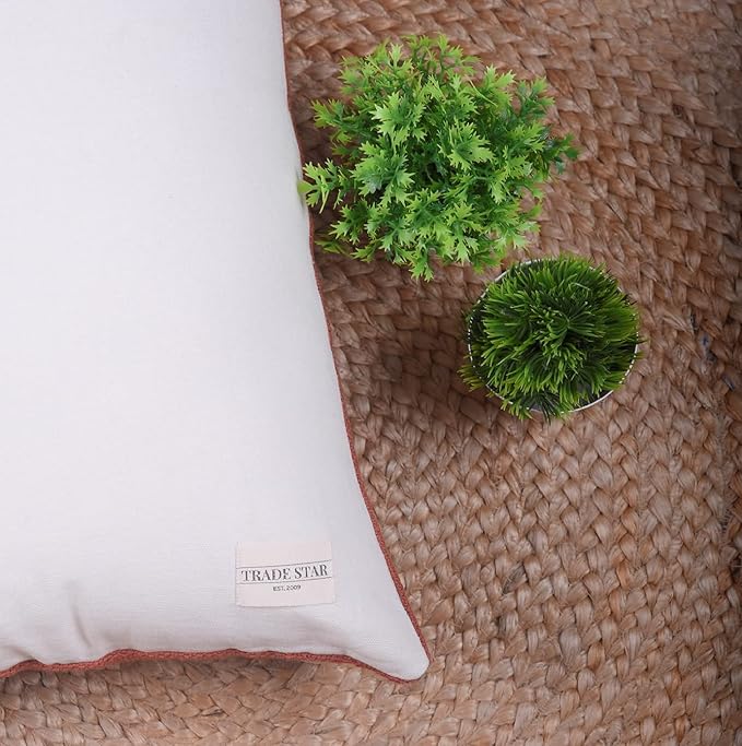 Trade Star Handwoven Oblong Pillow Cover Decorative Throw Pillow Case Mudcloth Modern Geometric Pillow Cover Luxurious Couch Cushion Cover for Room Decor (Rust NOVA 12X24 INCHES)
