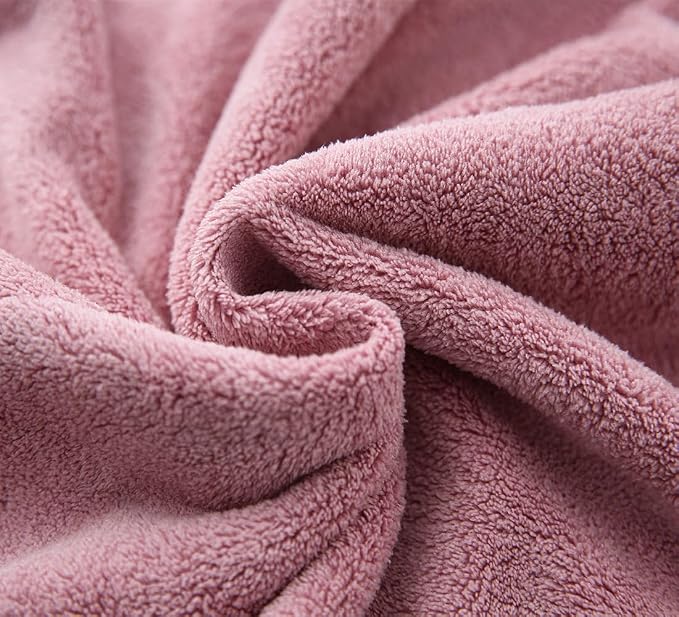M-bestl 2 Pack Microfiber Hair Towel Wrap,Hair Drying Towel with Button Design,Head Towel to Dry Curly Hair Quickly (Bean Pink)