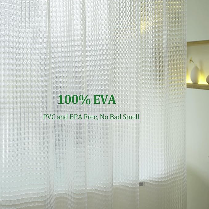 74 inch Long Shower Curtain Liner, EVA Heavy Duty Longer Bath Clear Shower Liner with 3 Strong Weighted Magnets, 100% Waterproof, Odorless, 72 x 74 inch
