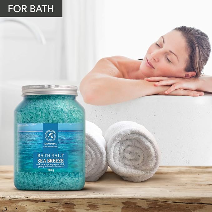 Bath Sea Salt Set 2X 46 Oz - Sea Breeze Salt - Natural Bath Sea Salts - Best for Relaxing - Calming - Body Care - Beauty - Aromatherapy