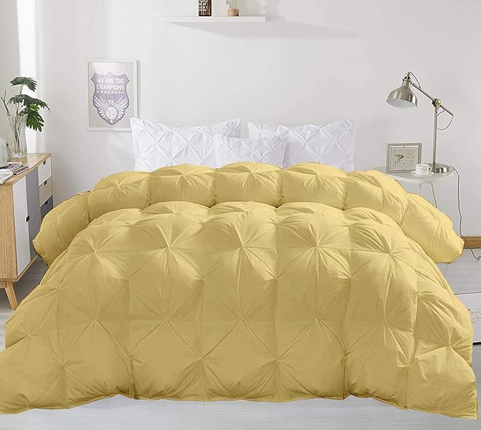 Hypoallergenic 1000-TC Pinch Pleated Down Alternative Comforter Grand King Size 106 x 106 Inches 1pc Comforter & 2 pcs Pillow Covers, 700 GSM & All Side Corner Tabs 100% Egyptian Cotton