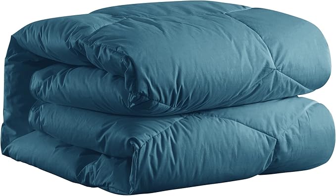Feather and Loom Honeycomb Stitch Down Alternative All Season Comforter - Soft and Easy Care Microfiber Cover, Hypoallergenic High Loft Fiber Fill, Machine Washable - Color: Teal Size: Twin