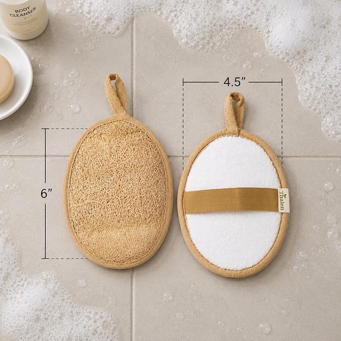 Natural Loofah Exfoliating Body Scrubber | Plastic Free, Non-Toxic, No PFAS, Organic Lufa Sponge | Lufas for Women | Bath Sponge | Zero Waste Egyptian Loofah Pack of 3 - Brown Cedar