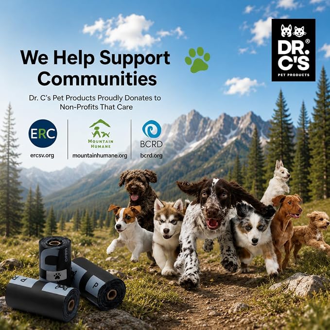 100% Certified Compostable Dog Poop Bags - Dr. C's Premium Dog Poop Bags - 270 Bags / 18 Rolls, Extra thick, Leak Proof, Unscented, Plant Based and Earth Friendly