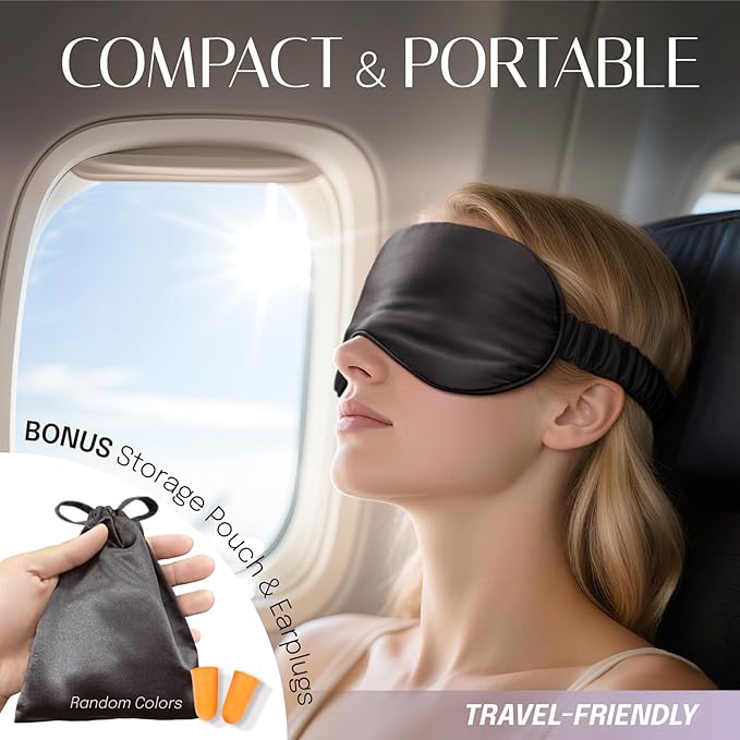 Silk Sleep Mask Eye Mask Blindfold with Double Layer Silk Filling and Elastic Strap for Full Night's Sleep, Travel and Nap, Eye Cover Eyeshade with Luxury Bag and Ear Plugs by OLESILK (Royal Blue)