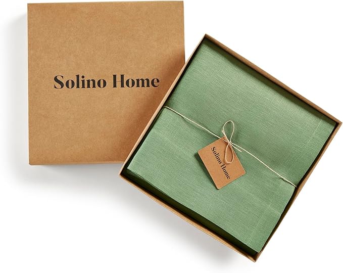 Solino Home European Flax Linen Sheer Curtain 108 Inches Long, 100% Pure Linen Aspen Green 52 x 108 Inch Long Light Filtering Rod Pocket Window Curtains Panel for Living Room, Bedroom - 1 Panel