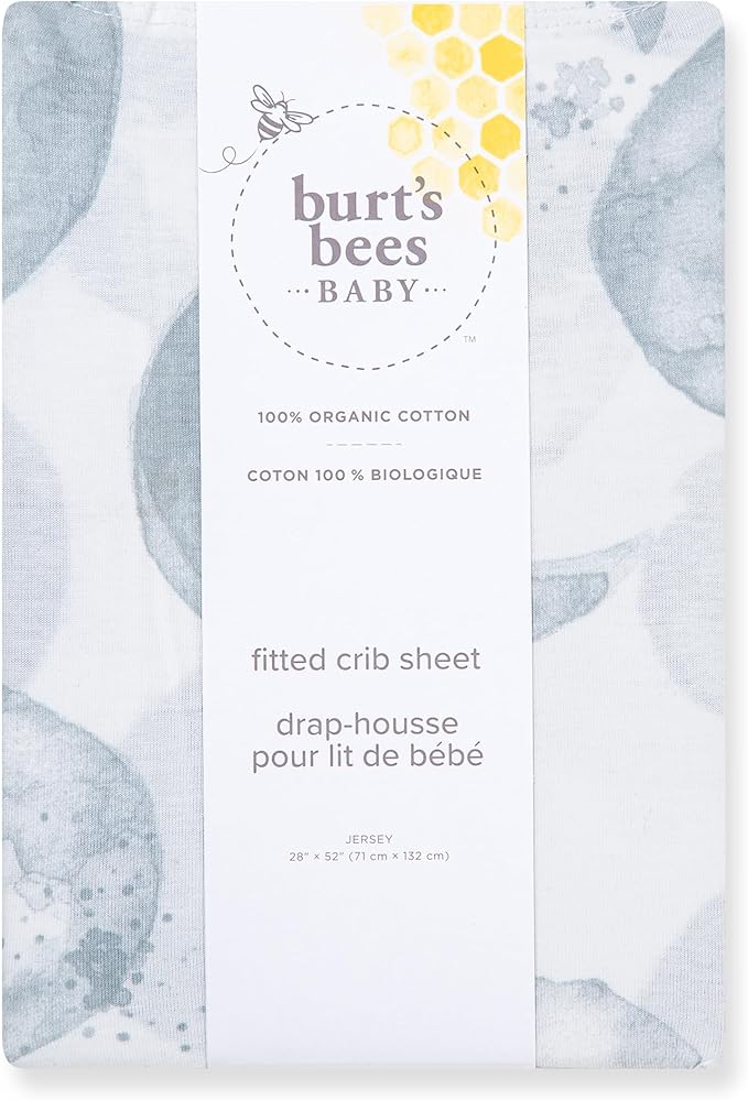 Burt's Bees Baby Organic Cotton Fitted Crib Sheet, Breathable Baby Bedding, Infant and Toddler Bed Sheet for Boys and Girls