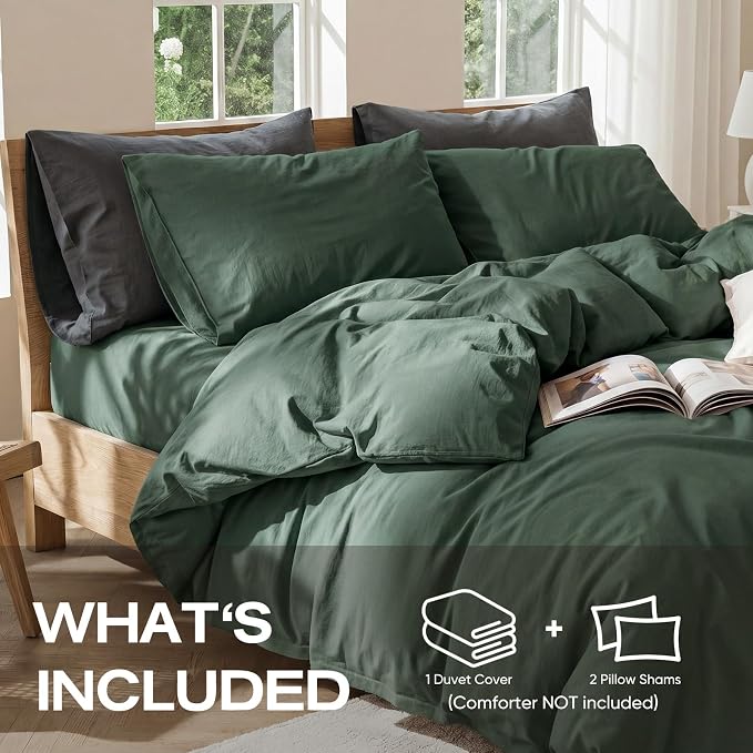 100% Pure French Flax Linen Blend Duvet Cover Set Queen Size, 3-Piece Breathable Bedding Set with Long Zipper Closure & Corner Ties, Soft, Lightweight & Durable Bedding Ideal for Hot Sleepers