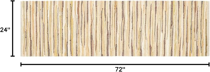 Cotton Hand Woven Chindi Runner Rug 2x6 Feet - Beige, Lightweight Decorative Soft Throw Indoor Floor Rag Rugs Ideal for Hallways, Kitchen, Bedroom | Linen Soft Braided Textured Carpet for Office Décor