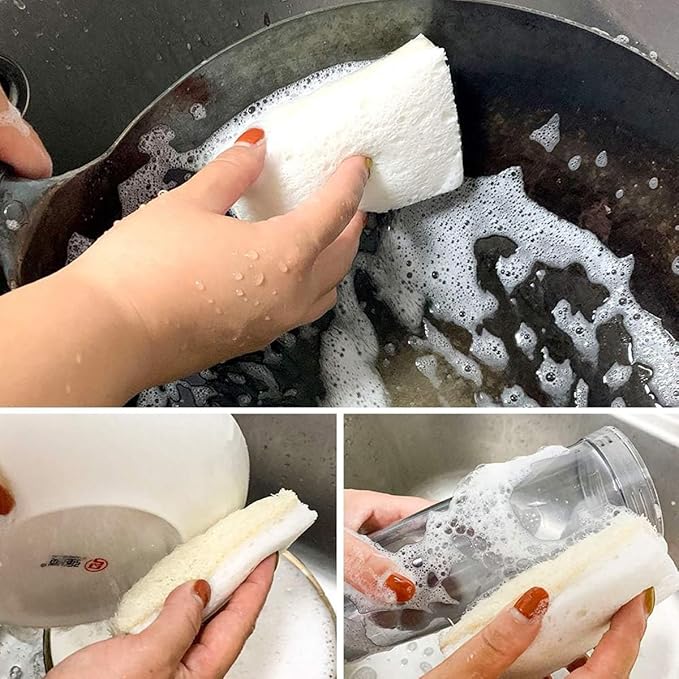 Loofah Dish Sponges Kitchen,Organic Natural Sponges for Dishes,Non Scratch Eco Friendly Biodegradable Cleaning, for Pans, Glass & Delicate Cookware,6PCS