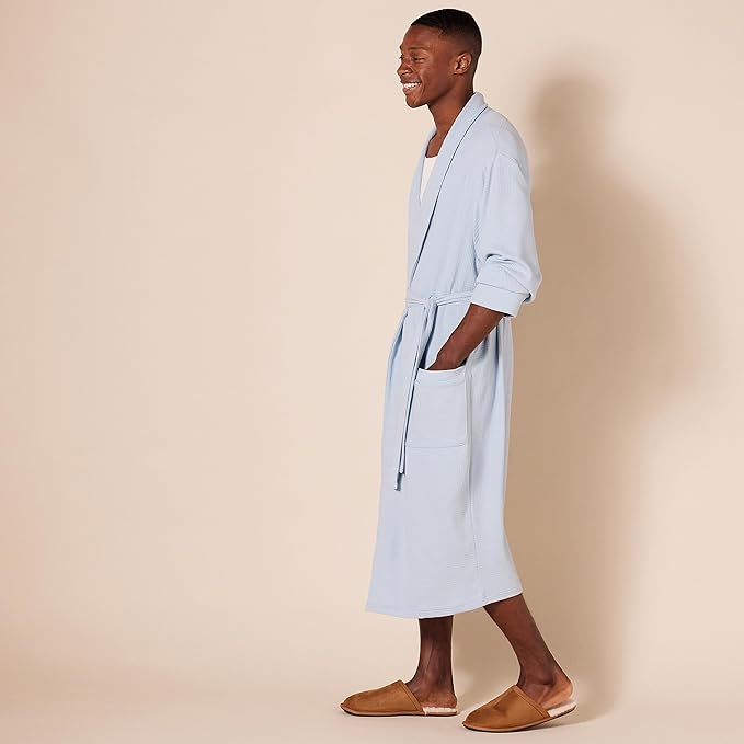 Amazon Essentials Men's Lightweight Cotton Waffle Bathrobe (Available in Big & Tall)