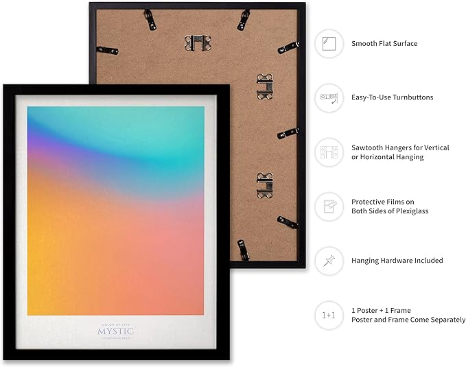 Monem Art Mystic Iridescent Gradient Print - Minimalist Abstract Color Field Poster - Wall Decor for Living Room, Bedroom or Office - 8x10 Black Framed Wall Art by Rs Lab Studio