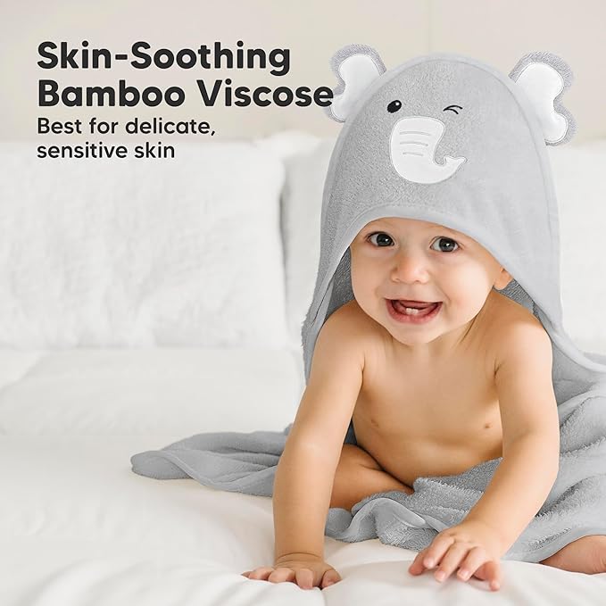 KeaBabies Baby Hooded Towel and Baby Hair Brush and Comb Set - Soft Bath Towels with Hood for Toddlers - Wooden Brush with Soft Goat Bristle for Girls, Boys, Toddlers