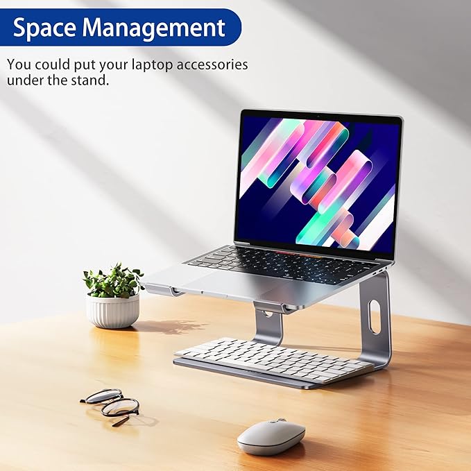 BESIGN LS03 Aluminum Laptop Stand, Ergonomic Detachable Computer Stand, Notebook Holder, Laptop Mount Compatible with Air, Pro, Dell, HP, Lenovo More 10-15.6" Laptops, Space Gray
