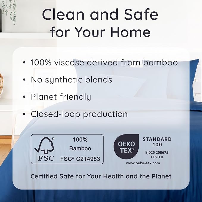 Bambaw 100% Viscose Derived from Bamboo Pillowcase King Size – Set of 2 Cooling Pillow Cases King with Envelope Closure, Navy Blue Pillow Case, Breathable & Super Soft Pillow Cases (Navy Blue)