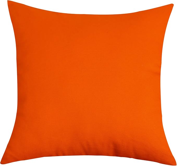 TangDepot 2-Pack Cotton Throw Pillow Covers 16x16 Orange | 100% cotton, same-color zip, machine wash & air dry. For living room, bedroom, office, car. 42 colors, 498 sizes. Cover only.