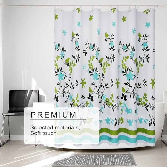 TIKABC Shower Curtain Liner, 4G PEVA Shower Liner, Plastic Waterproof Shower Curtains, 72x72 inch with Grommet Holes 3 Magnetic Weights