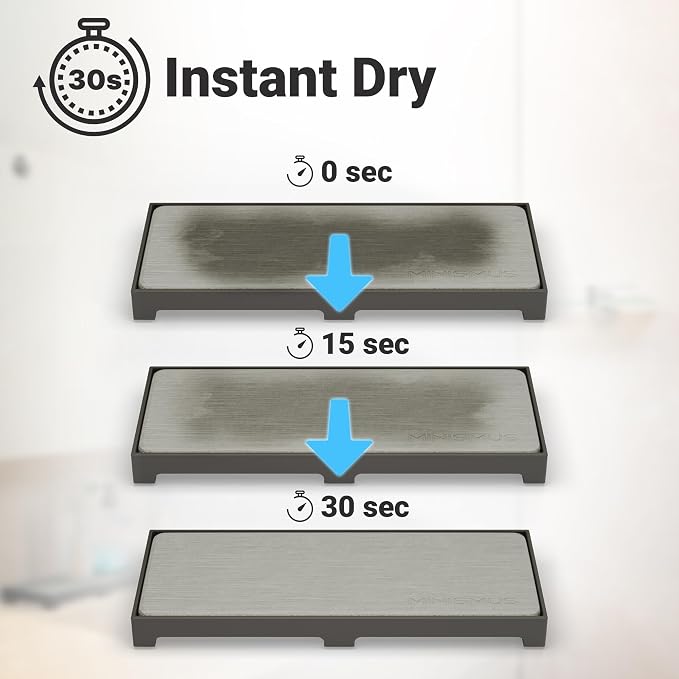 Minismus Diatomite Stone Drying Tray for Kitchen & Bathroom Sink - Quick Dry Water Absorbing Soap Tray, Instant Dry Stone Sink Caddy, Absorbent Diatomaceous Earth Counter Mat