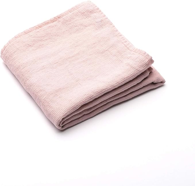 LinenMe Washed Waffle Bath Towel, 39 x 63, Rosa