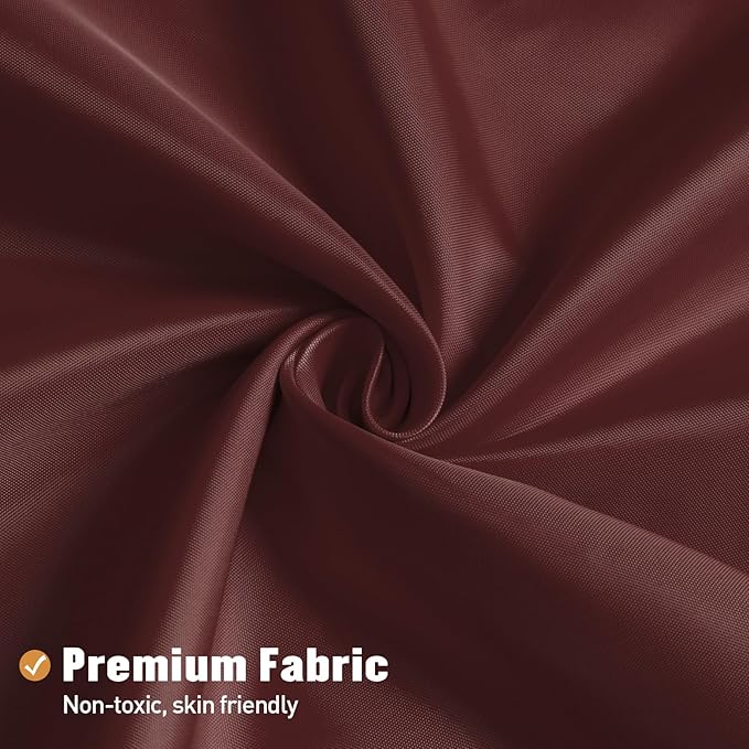 MitoVilla Stall Half Size Shower Curtain Liner, 36 x 72 Inch Fabric Bath Curtain Liner for Modern Hotel, Burgundy Shower Liners, Washable & Water Repellent